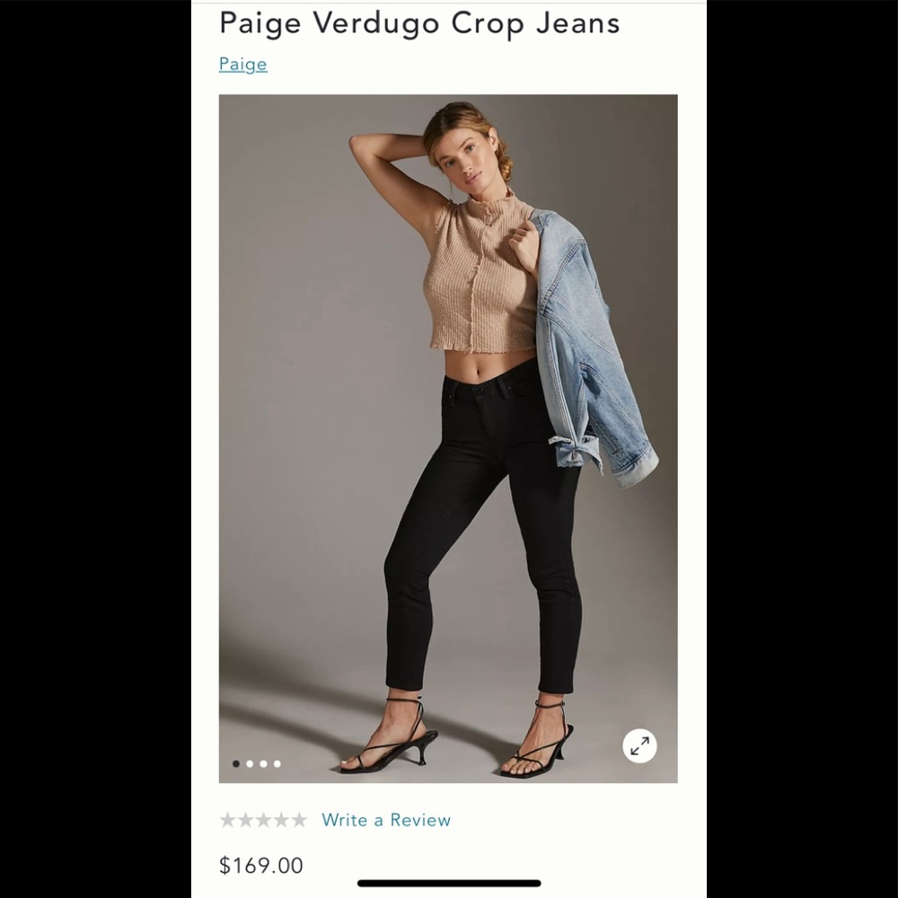 PAIGE Verdugo Crop Black Jeans Size 27